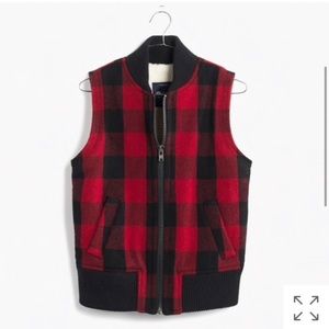 Madewell Buffalo Check Shearling Lined Vest Size XS.